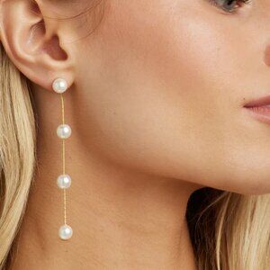 UNTAMED PETALS BY AMANDA JUDGE "Luna" Pearl Drop Chain Earrings